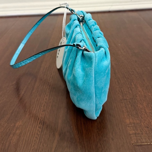NWT STAUD Bean Convertible Suede Shoulder Bag in Crystal Water fall, Turquoise - Picture 5 of 14
